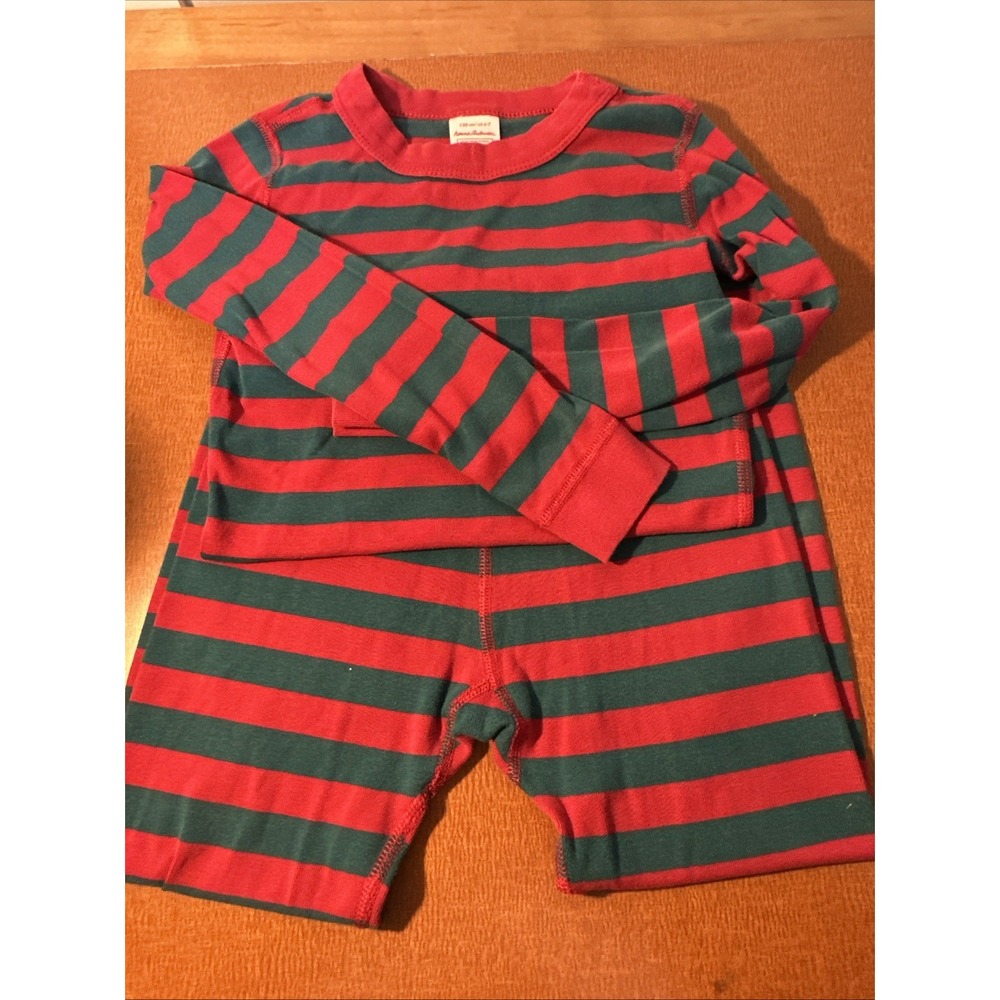 Hanna Andersson Stripe Pajama Set Red/ Gray Organic Cotton Size‎ 120/6-7